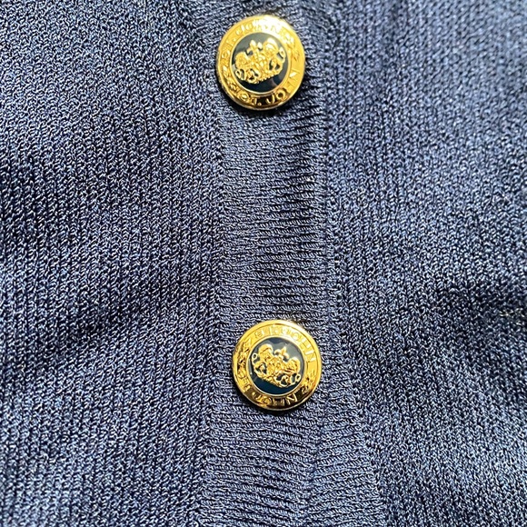 St. John Deep Blue Cardigan with Gold Buttons - Picture 3 of 8